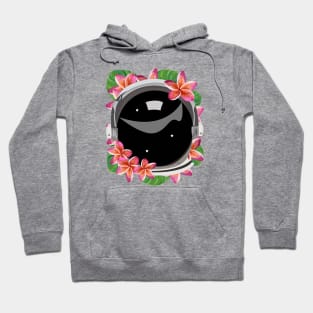 Astronaut cape, pink flowers and big leaves, Space and green nature lovers gift, Hoodie